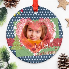 merry christmas - Round Ornament (Two Sides)