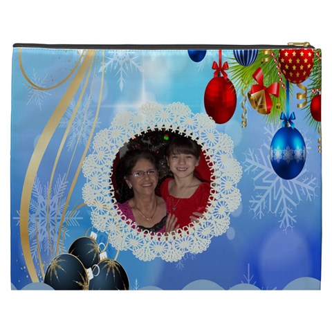 Snow Flakes And Ornament Cosmetic Bag (xxxl) By Kim Blair Back