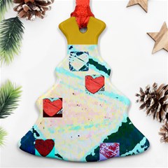 Christmas tree with  hearts ( your photo , text) - Christmas Tree Ornament (Two Sides)