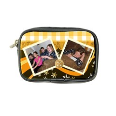 Browm And Fgold Swirl With Gingham Coin Purse