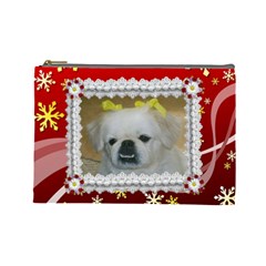 red and gold snowflake cosmetic bag (large)