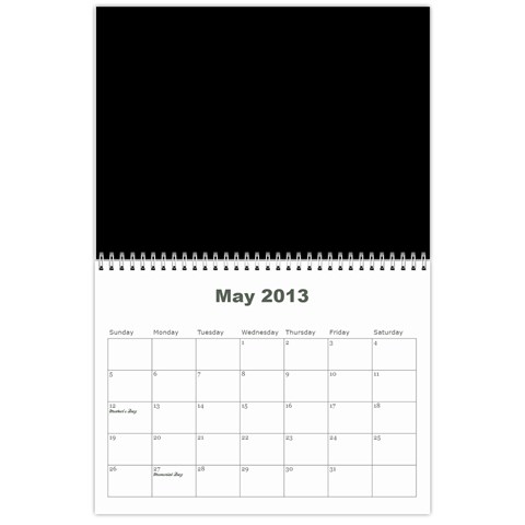 2013 Calendar By J  Richardson May 2013