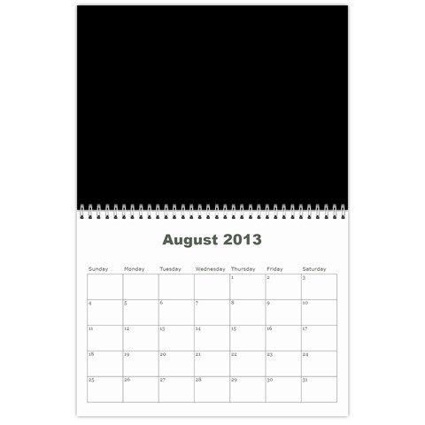 2013 Calendar By J  Richardson Aug 2013
