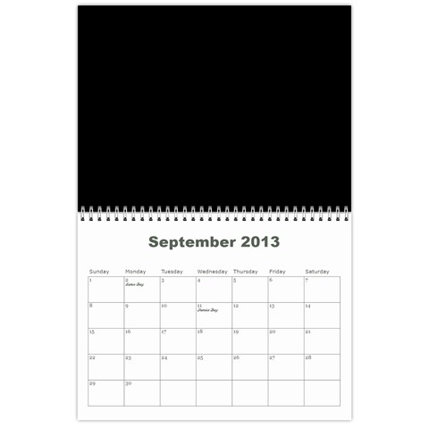 2013 Calendar By J  Richardson Sep 2013