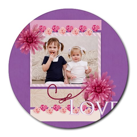 Love By Joely 8 x8  Round Mousepad - 1