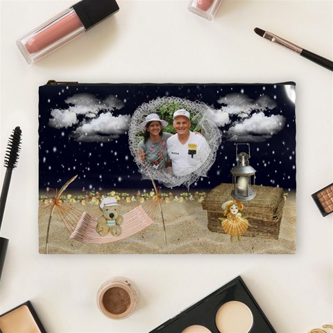 Night On The Beach Cosmetic Bag (large) By Kim Blair Front