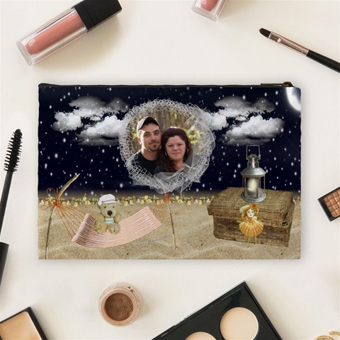 Night On The Beach Cosmetic Bag (large) By Kim Blair Back