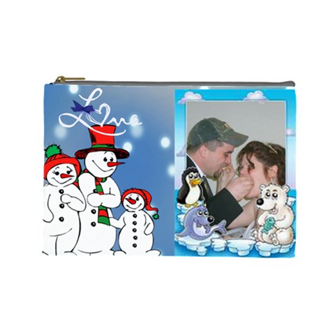 Snowman Love Cosmetic Bag (large) By Kim Blair Front
