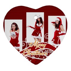 merry christmas, happy new year , happy, xmas - Heart Ornament (Two Sides)