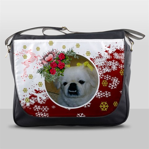 Red And White Snowflake Messenger Bag By Kim Blair Front