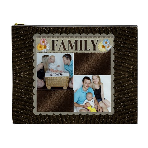 Family Brown Xl Cosmetic Bag By Lil Front
