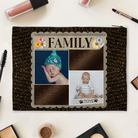 Family Brown Xl Cosmetic Bag By Lil Back