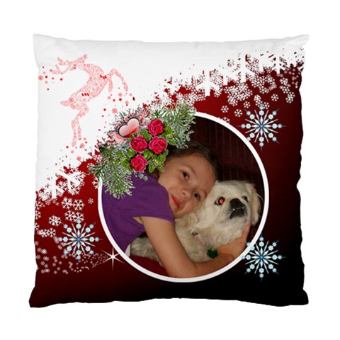Red And White Snowflake Pillow Case 2 Sides By Kim Blair Front