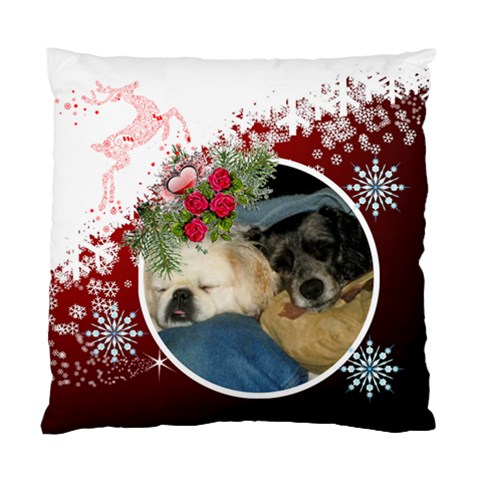Red And White Snowflake Pillow Case 2 Sides By Kim Blair Back