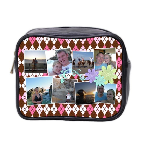 Argyle Flower Mini Toiletry Bag 2 Sides By Digitalkeepsakes Front