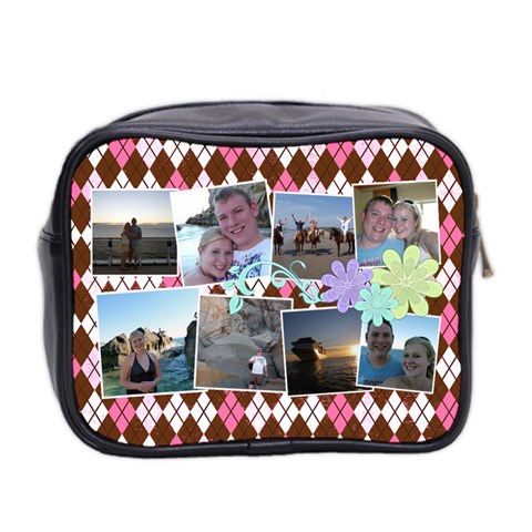 Argyle Flower Mini Toiletry Bag 2 Sides By Digitalkeepsakes Back