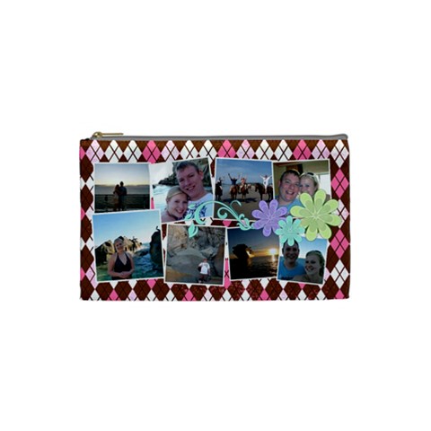Argyle Flower Cosmetic Bag Small By Digitalkeepsakes Front
