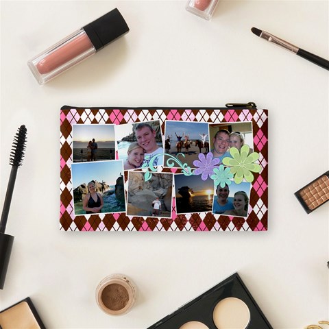 Argyle Flower Cosmetic Bag Small By Digitalkeepsakes Back