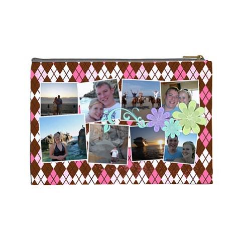 Argyle Flower Cosmetic Bag Large By Digitalkeepsakes Back