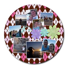 Flower Argyle - Collage Round Mousepad