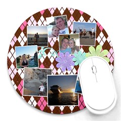 Flower Argyle - Round Mousepad