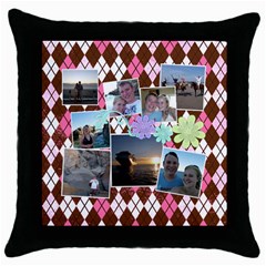 Argyle Flower (5 styles) - Throw Pillow Case (Black)
