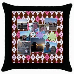 Argyle Flower - Throw Pillow Case (Black)