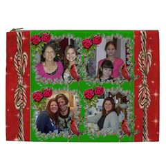 Red and Green with ivy frame cosmetic bag (XXL)
