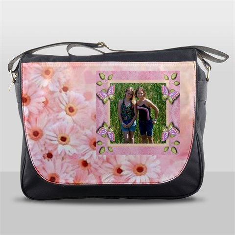 Pink Daisy Messenger Bag By Jolene Front