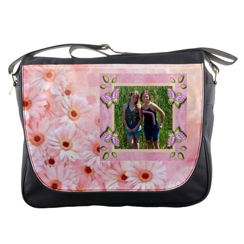 Pink Daisy Messenger Bag By Jolene Front