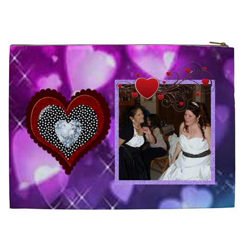 Purple Heart Background Cosmetic Bag (xxl) By Kim Blair Back