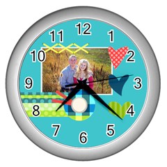 Playful Hearts - Wall Clock (Silver)