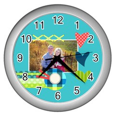 Playful Hearts - Wall Clock (Silver)