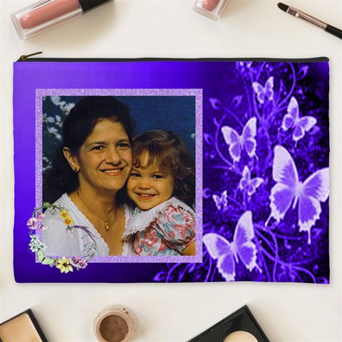 Purple Butterfly Boarder Cosmetic Bag (xxxl) By Kim Blair Front
