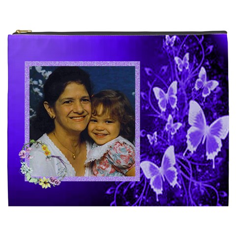 Purple Butterfly Boarder Cosmetic Bag (xxxl) By Kim Blair Front