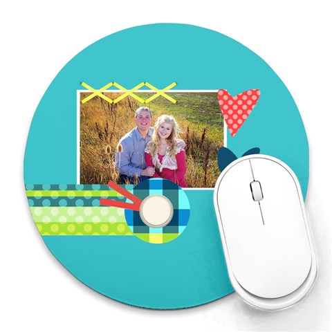 Playful Hearts By Digitalkeepsakes 8 x8  Round Mousepad - 1