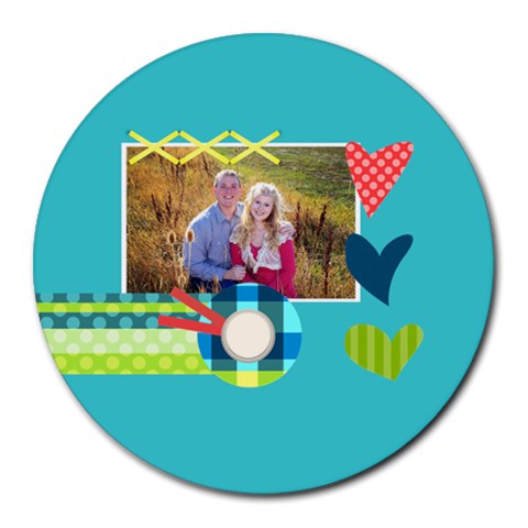 Playful Hearts By Digitalkeepsakes 8 x8  Round Mousepad - 1