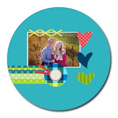 Playful Hearts - Collage Round Mousepad