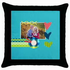 Playful Hearts - Throw Pillow Case (Black)