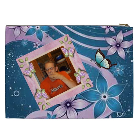 Pink And Blue Flowers Cosmetic Bag (xxl) By Brenda C Smith Back