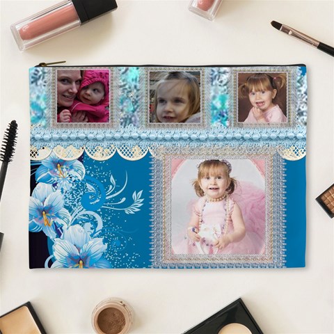 Blue Sadie Cosmetic Bag (xl) By Katie Longbottom Front
