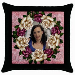 Roses and Lace Throw Pillow 2 - Throw Pillow Case (Black)