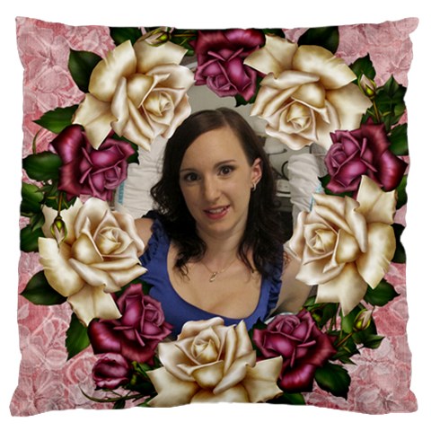 Roses And Lace 2 Large Cushion Case (2 Sided) By Deborah Front