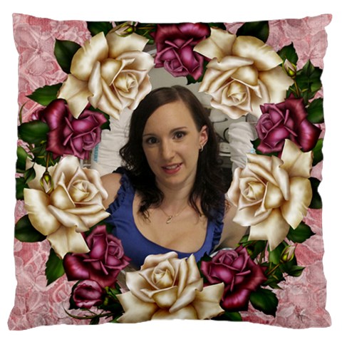 Roses And Lace 2 Large Cushion Case By Deborah Front