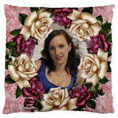 Roses and Lace 2 Large Cushion Case - Large Cushion Case (One Side)