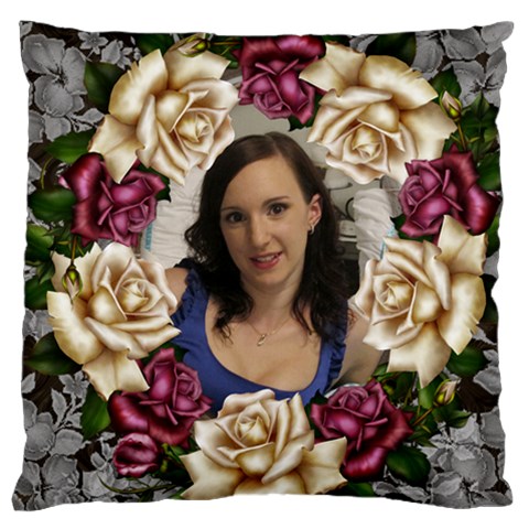 Roses And Lace Large Cushion Case By Deborah Front