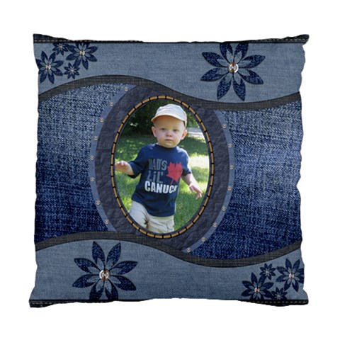 Denim Floral Cushion Case (1 Sided) By Lil Front