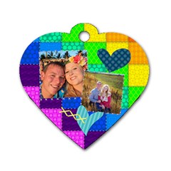 Stitched Quilted Rainbow - Dog Tag Heart (One Side)