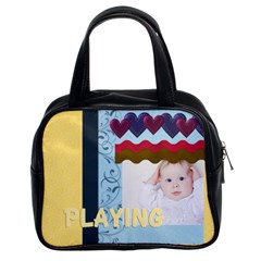 fun, kids, flowers, happy, child - Classic Handbag (Two Sides) fun, kids, flowers, happy, child - Classic Handbag (Two Sides)