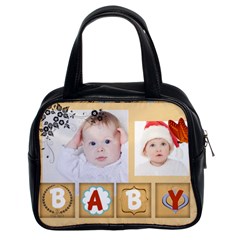 fun, kids, flowers, happy, child - Classic Handbag (Two Sides) fun, kids, flowers, happy, child - Classic Handbag (Two Sides)